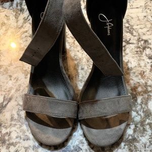 Grey Suede Block Heels